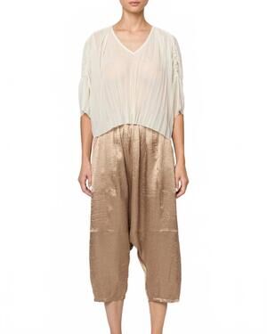 NEW ATELIER DELPHINE flared random pleats tee in cream